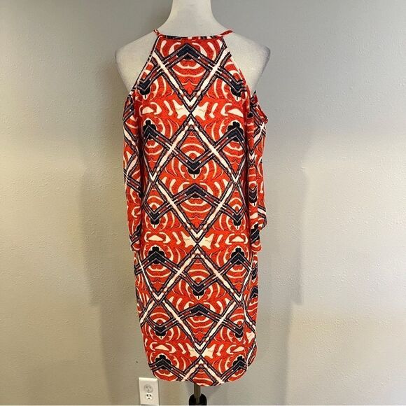 Vibrant Geometric Pattern cold shoulder a-line Dress - Picture 6 of 13